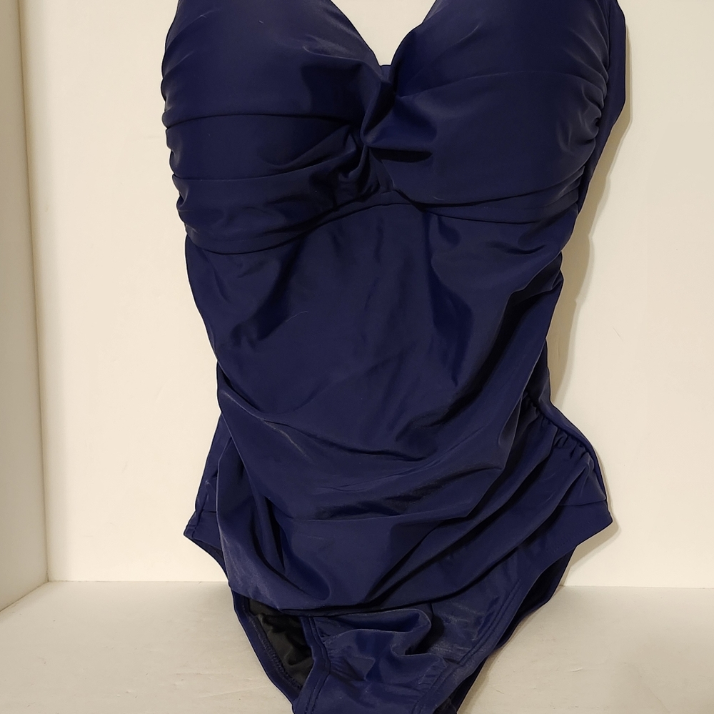 Relleciga Swimsuit Women's Blue Tummy Control One Piece Size L